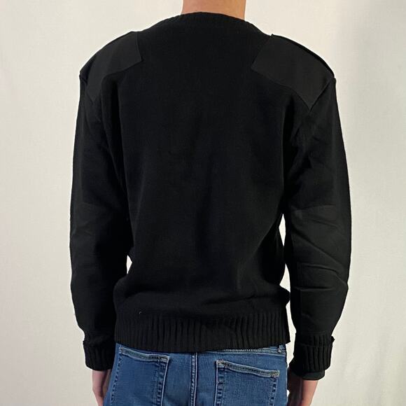 Vintage Commando Tactical Black Pullover Patched Military Sweater Sz Large - Picture 3 of 9